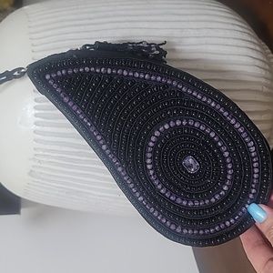 EZ BEADED PURSE PRE-OWNED PURPLE/BLACK